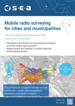 Cover page of a flyer on mobile phone surveying for cities and municipalities