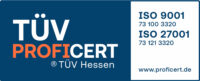 blue logo of TÜV certification